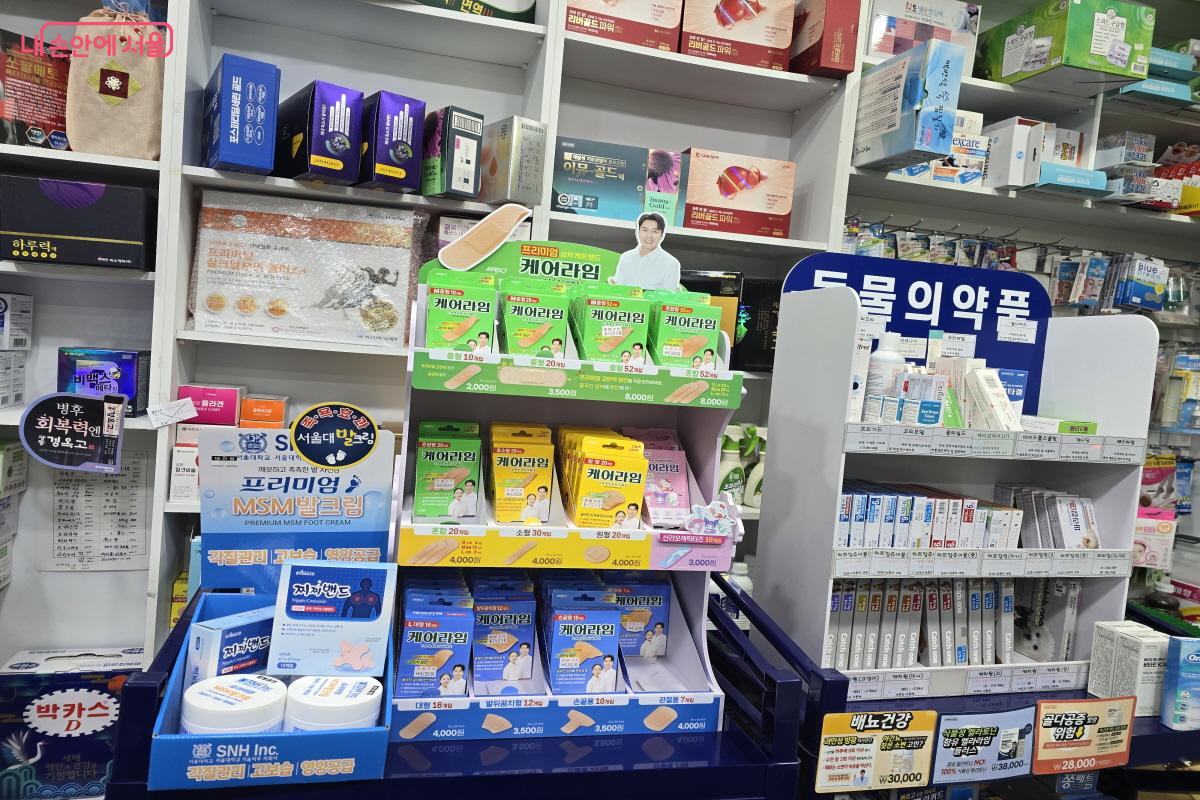 각종 소화제와 종합감기약 등이 진열돼 있다. ⓒ조송연