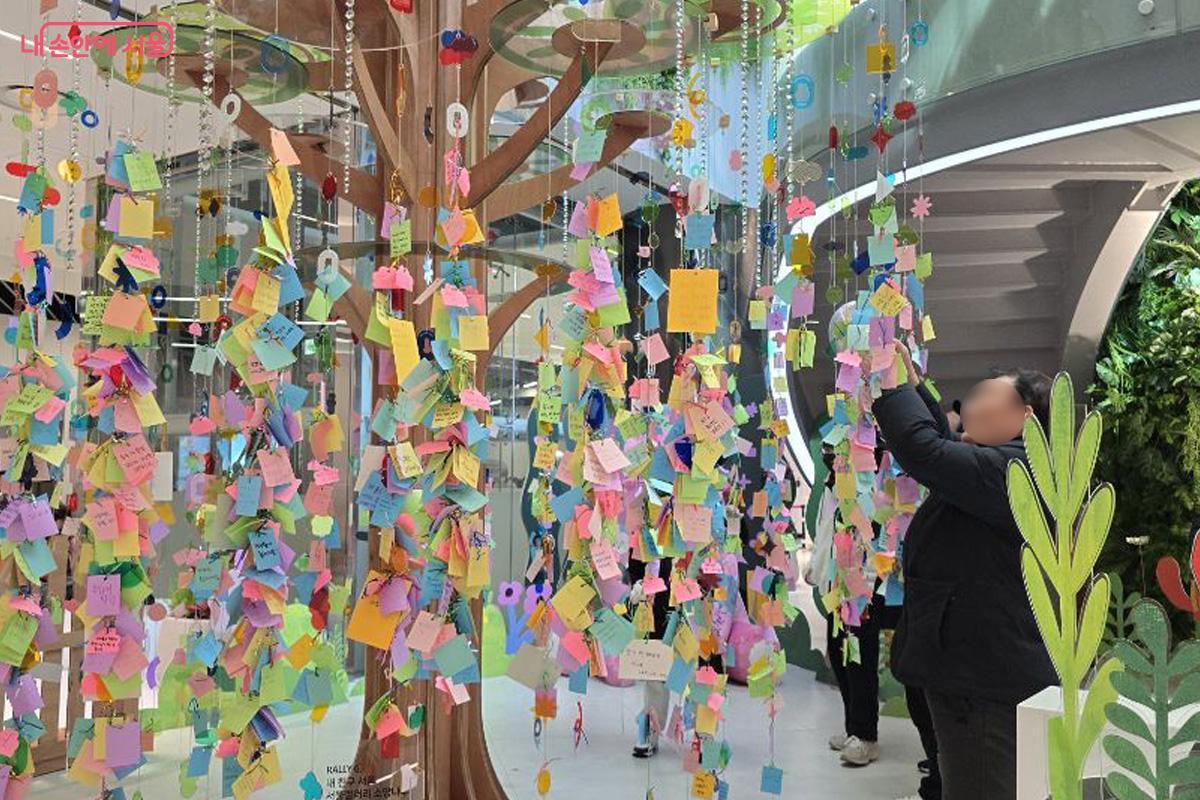  소망나무에 조롱조롱 매달린 시민들이 적은 메시지 &copy;김경희 