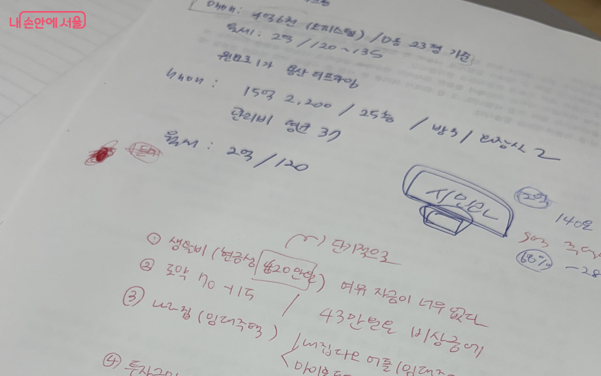 재무상담 과정에서 적은 메모 ©황진희