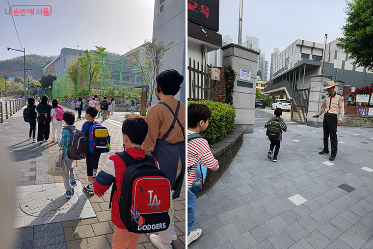 서울형 아침돌봄은 돌봄교사와 함께 안전하게 학교까지 동행하는 ‘등교지원’을 제공한다.