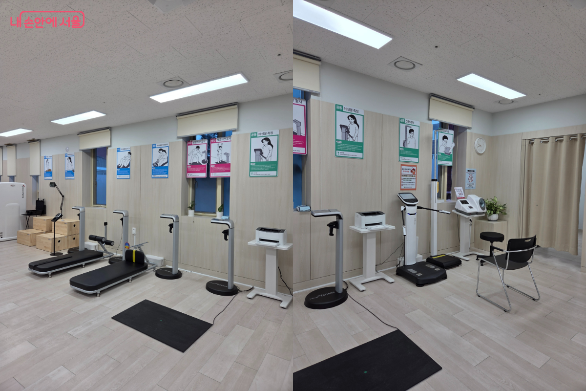 준비운동이 종료되면 인바디 기계로 체성분 검사 후 허리둘레를 측정한다. &copy;이은정