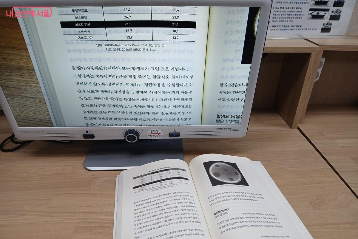 도서의 작은 글씨를 원하는 크기로 확대해 볼 수 있는 독서확대기 ©최은영