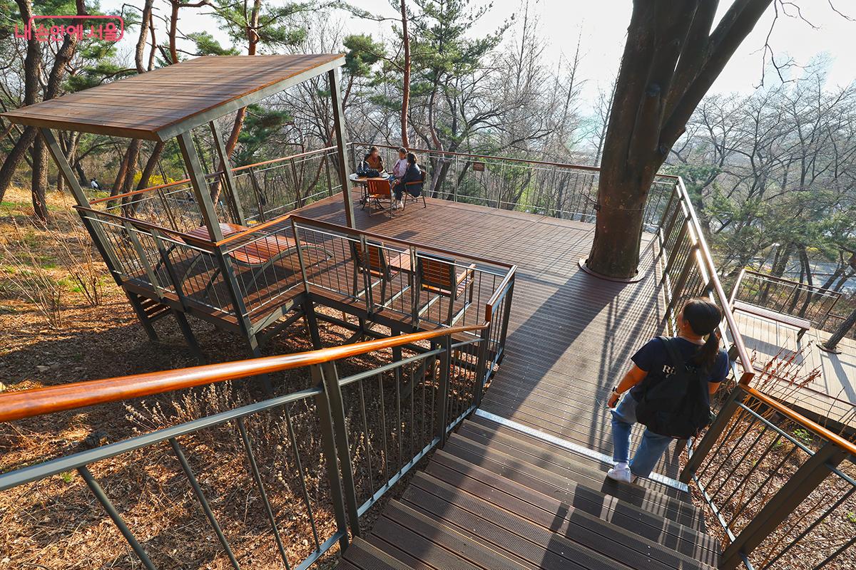 햇살이 스며드는 숲속 쉼터 전경 &copy;김주연