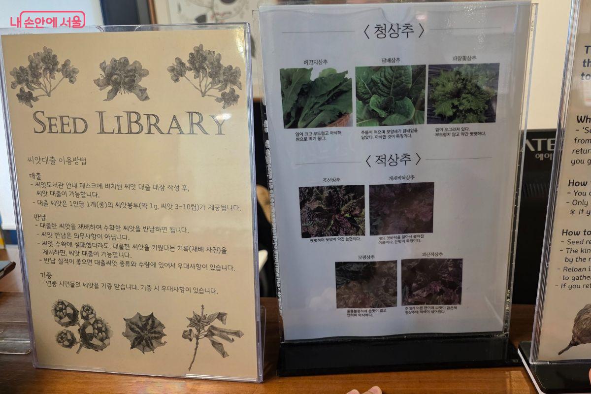 씨앗도서관에서는 원하는 씨앗을 대여할 수 있다.