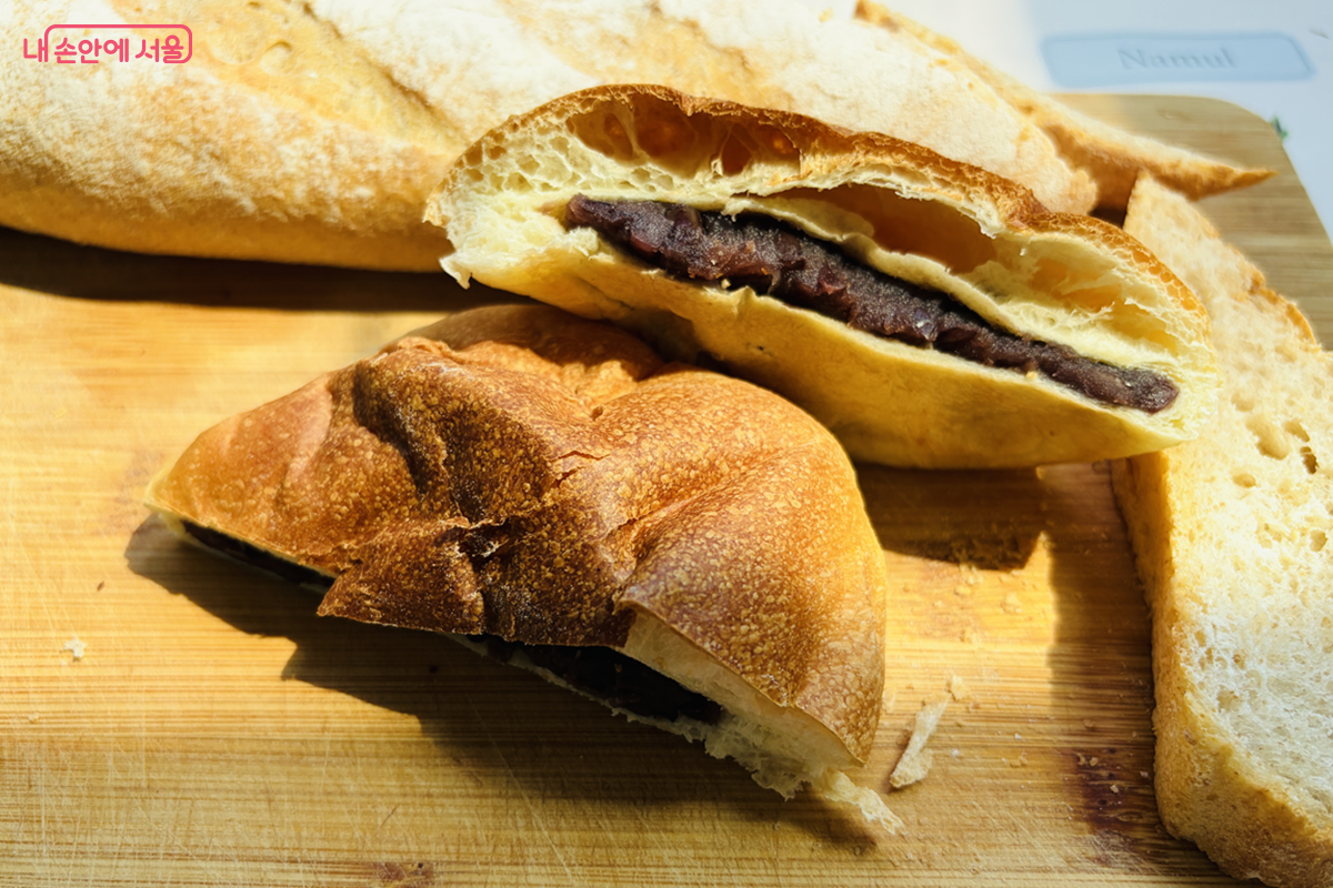 Seoul Red Bean Bun, packed generously with red bean filling.