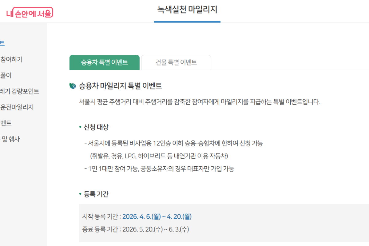 차량 운행 감축 실적에 따라 5천&middot;1만 마일리지를 차등 지급한다. &copy;에코마일리지