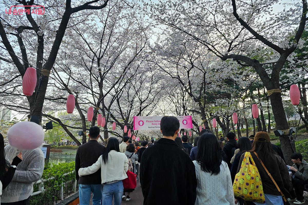 연인들과 친구, 가족 단위 방문객들이 천천히 호숫가를 걸으며 봄날의 추억을 남겼다. ©이혜숙