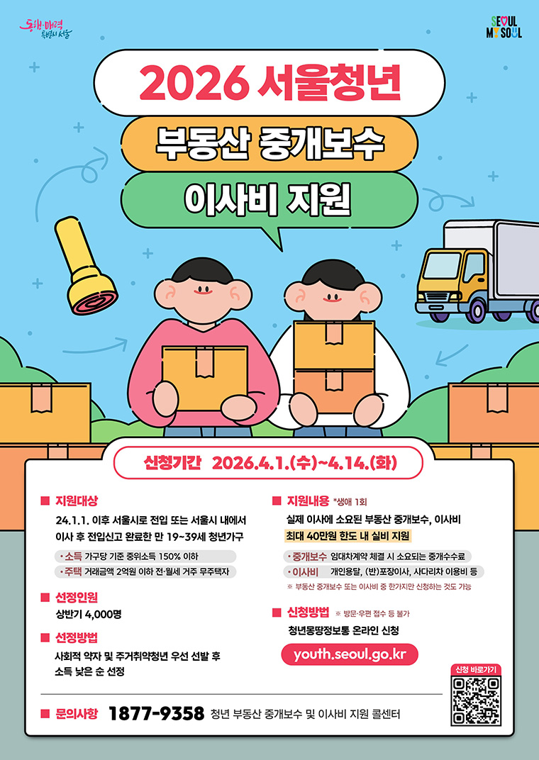 청년 부동산 중개보수 및 이사비 지원사업 참여자를 모집한다. 
