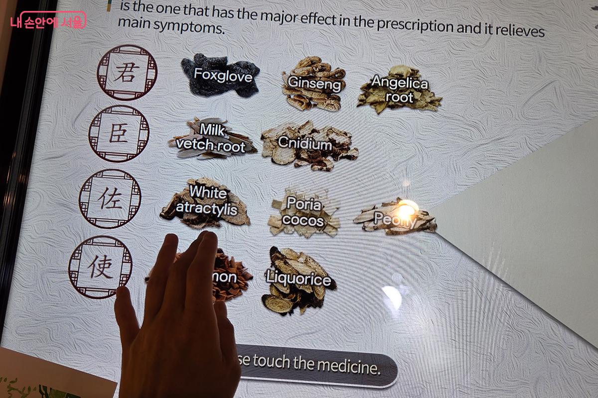 직접 약재를 선택하고 효능을 알 수 있도록 인터랙티브 형식으로 제작된 콘텐츠 &copy;이다현