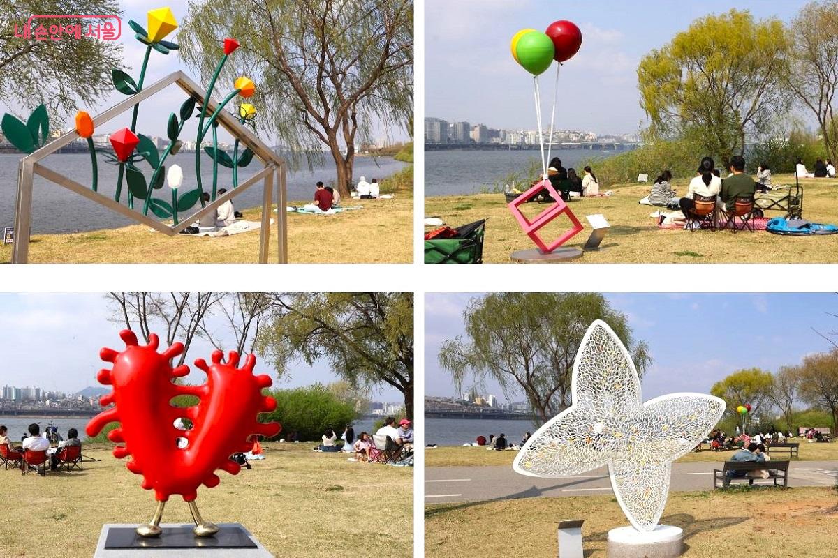 한강의 빛과 바람을 머금은 꽃과 나비 조형물이 수변 공간에 따스한 봄의 색채를 입힌다. &copy;이봉덕