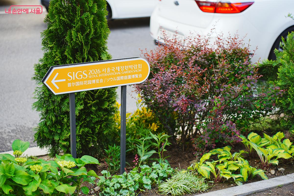 노란색 이정표를 통해 다음 주 막을 올릴 서울국제정원박람회의 진면목을 마주할 수 있다. &copy;김성무