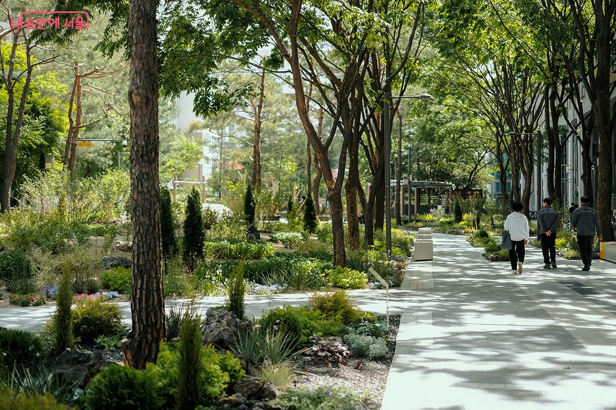 뚝섬역 고가 철로 옆, 상원어린이공원(성동구 성수동1가 715-1)에 조성된 'Shade garden 그늘정원' (윤영주 작가) ©김아름