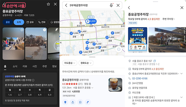 지도 서비스 예시 화면 &copy;네이버지도, 카카오맵, 티맵