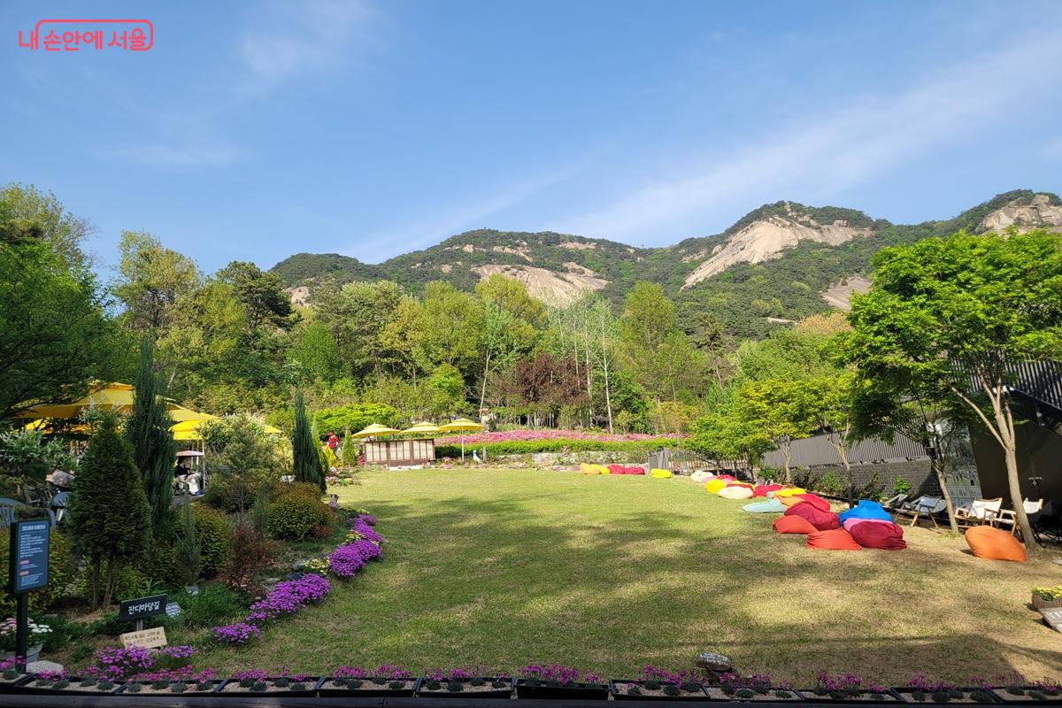 불암산 산림치유센터 잔디광장의 휴식 공간 빈백 시민 쉼터