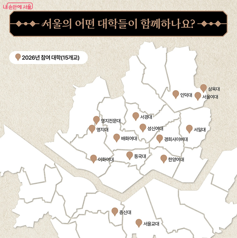 2026년 서울마이칼리지 참여 대학(15게교) &copy;서울시평생학습포털