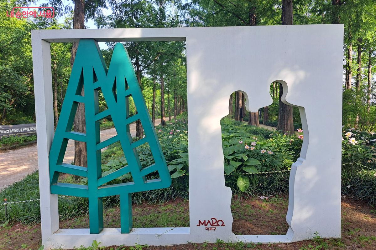 메타세쿼이아 숲길 중간지점에 설치된 포토존 &copy;홍지영