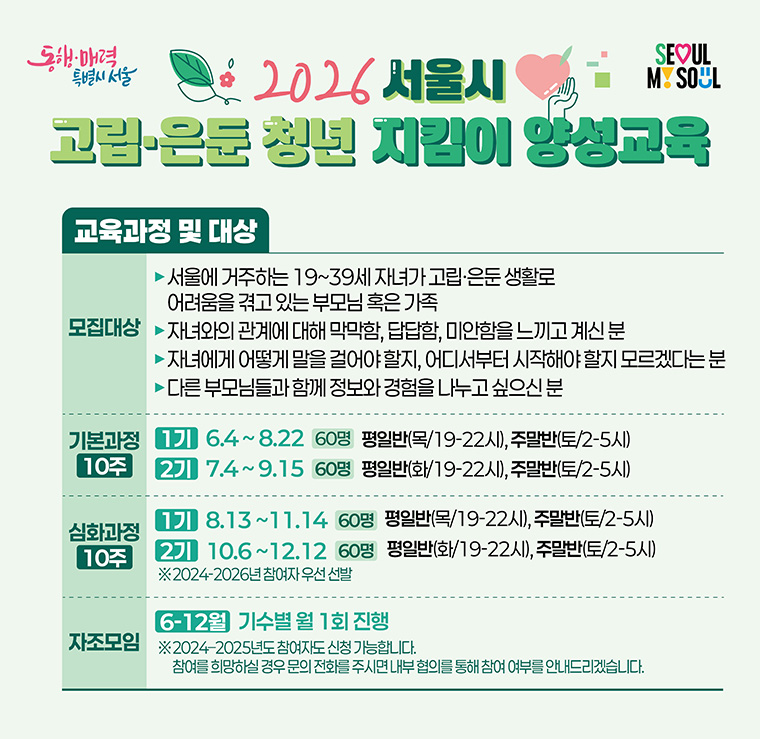 2026 서울시 고립·은둔 청년 지킴이 양성 교육