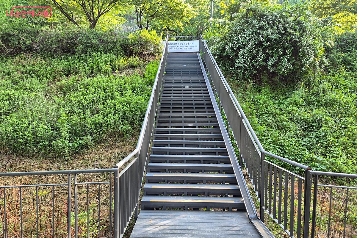 노을공원 산책로와 메타세쿼이아길을 이어주는 무장애 목재 데크길