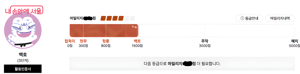 완독 필사 인증 프로그램 등 여러 활동에 꾸준히 참여한 덕분에 백호 등급에 올랐다. &copy;힙독클럽