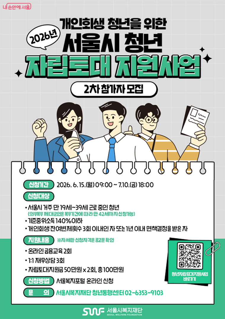서울시 청년자립토대지원사업 2차 참가자를 모집한다.