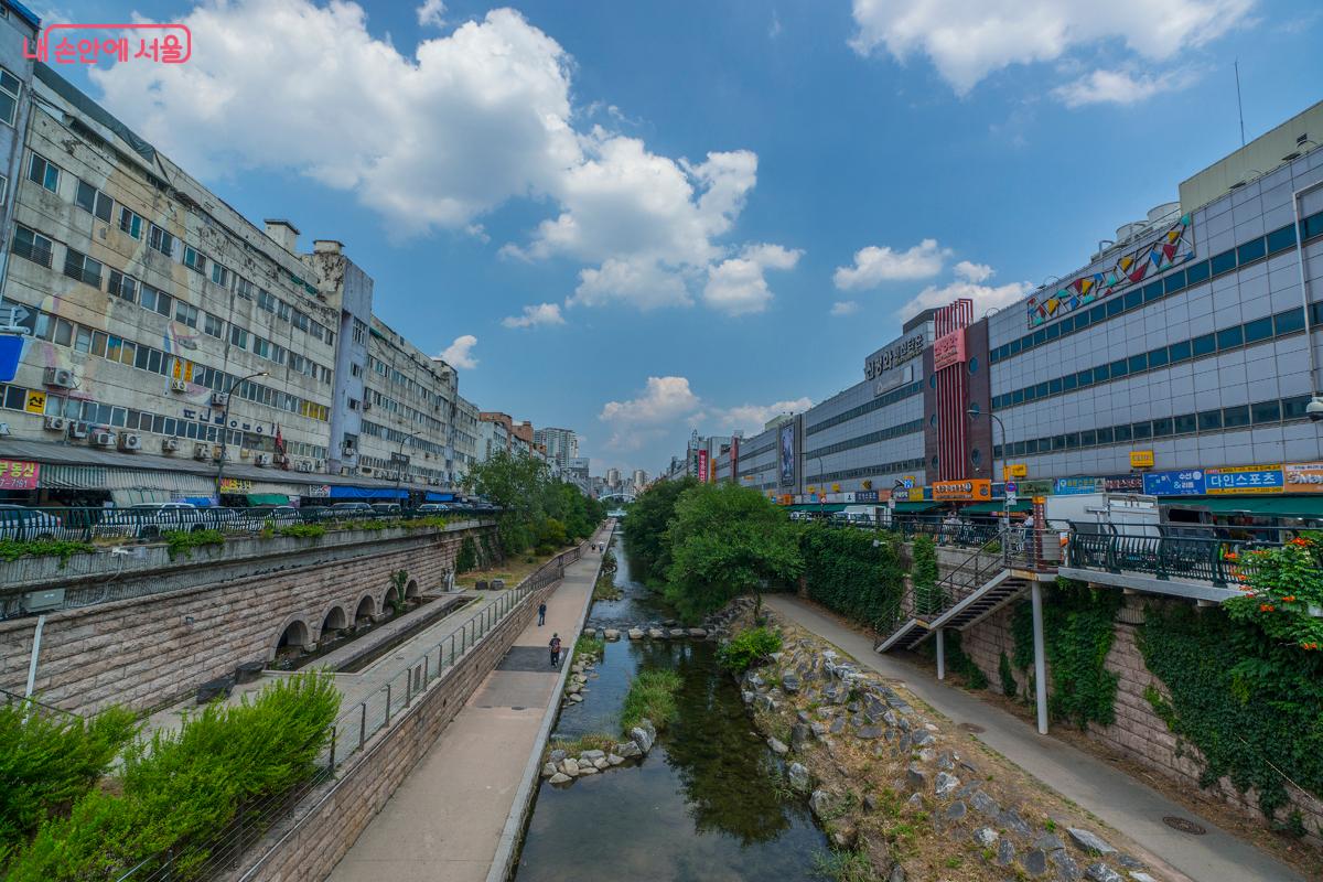 오간수교에서 바라다본 청계천과 신평화시장 ©박상현