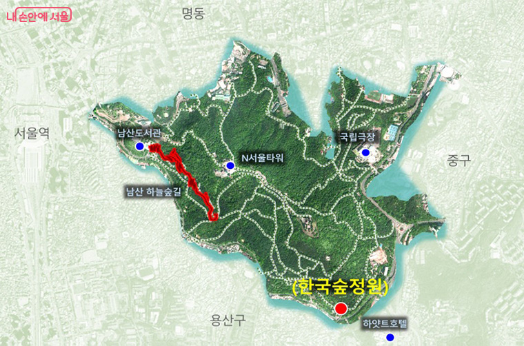 한국숲정원 위치도