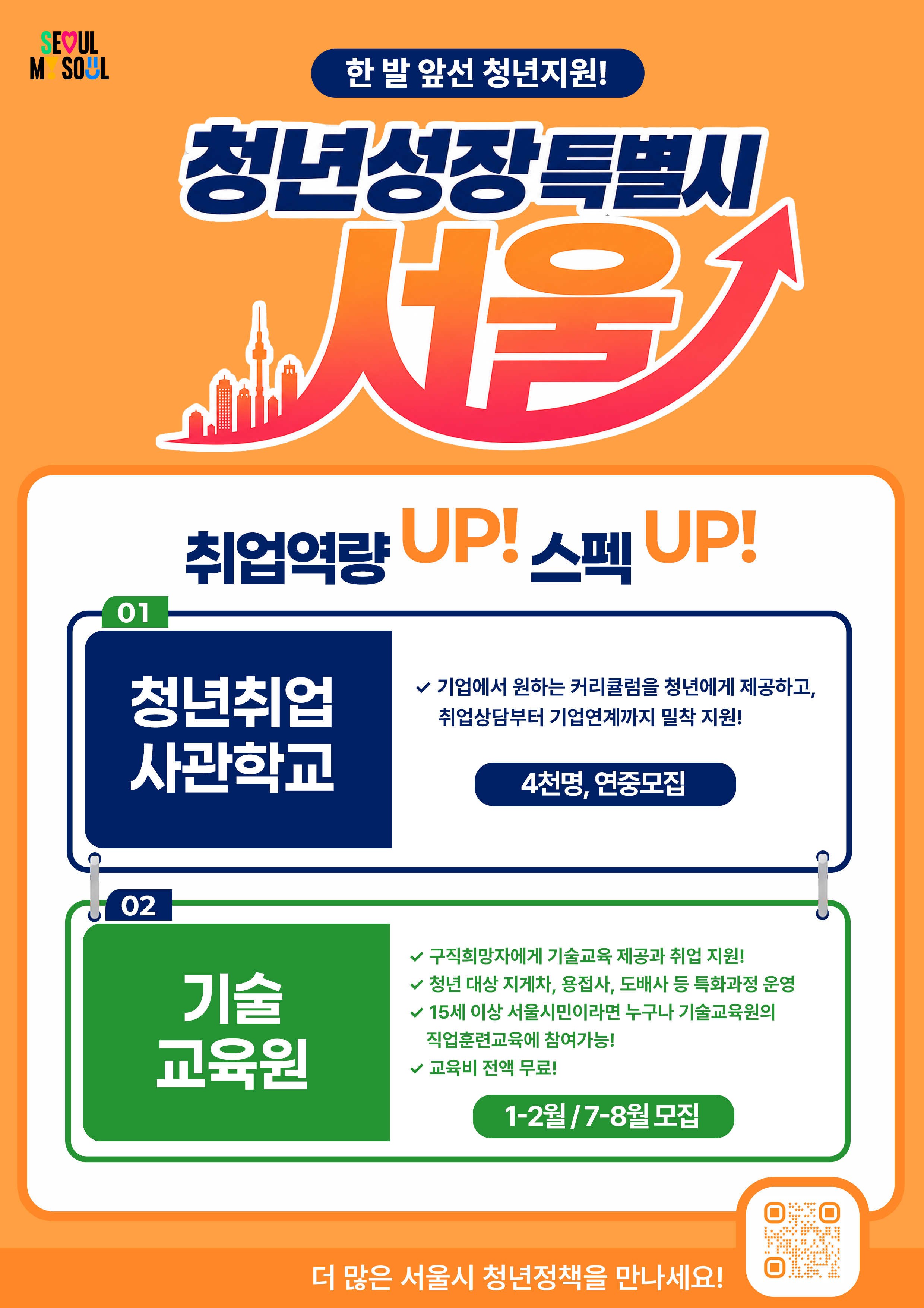 [(1컷팩트) 서울시 팩트브리핑] 한 발 앞선 청년지원! 청년성장특별시 서울, 청년취업 사관학교 &middot; 기술 교육원