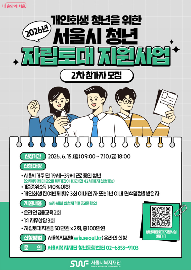 서울시 청년자립토대지원사업 2차 참가자를 모집한다.