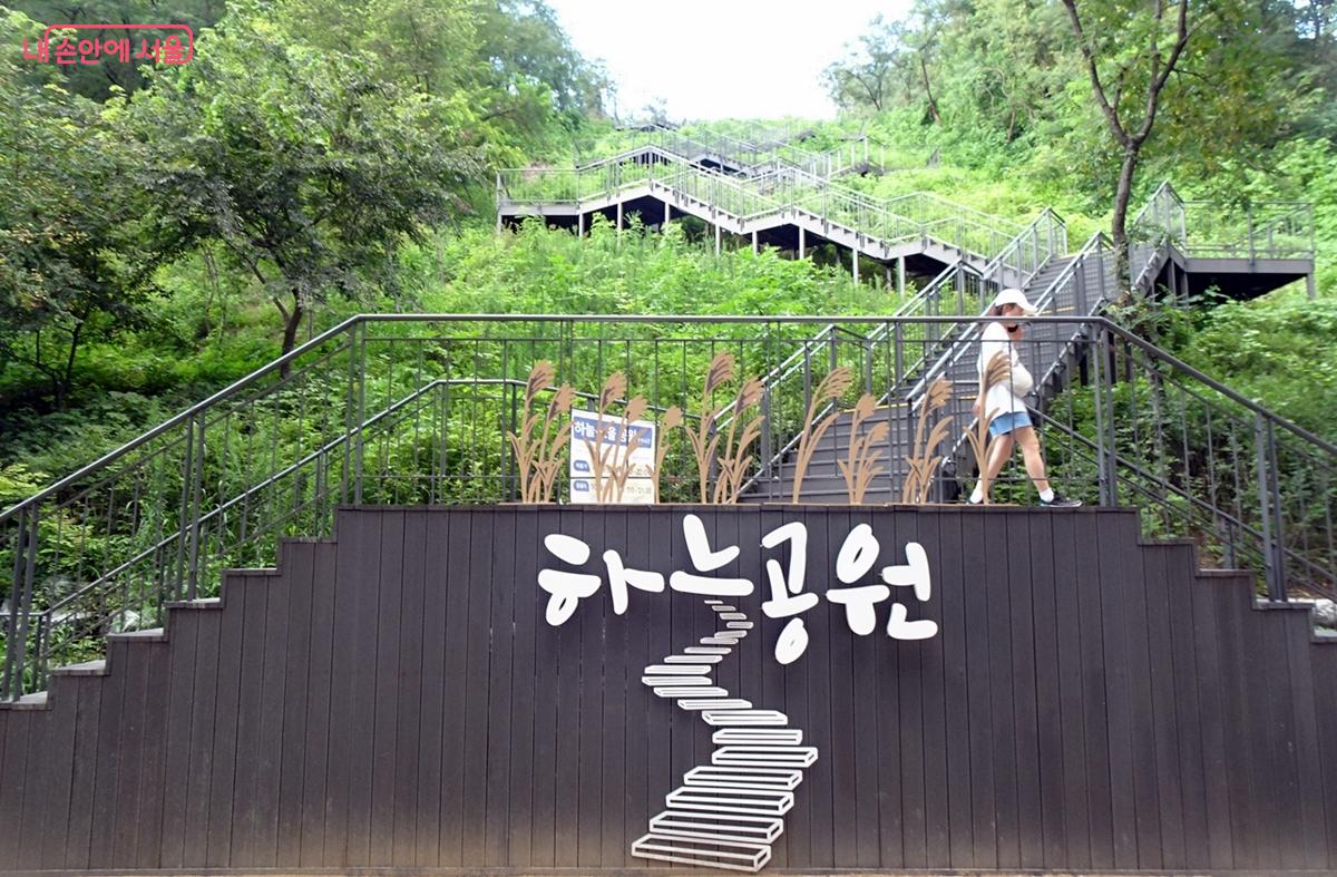 메타세쿼이아길 중간에 있는 하늘공원, 노을공원 가는 계단 ⓒ김종성