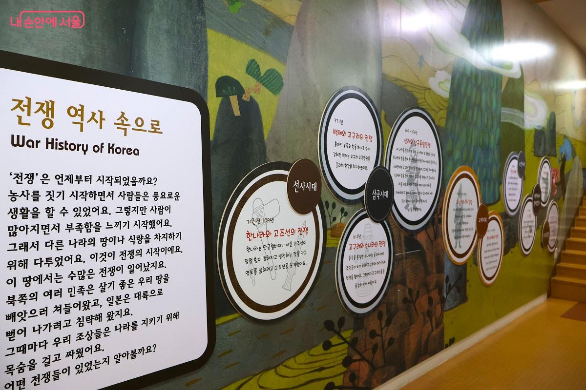 시대별 전쟁 역사를 한눈에 보여주는 전시 벽면 &copy;이봉덕