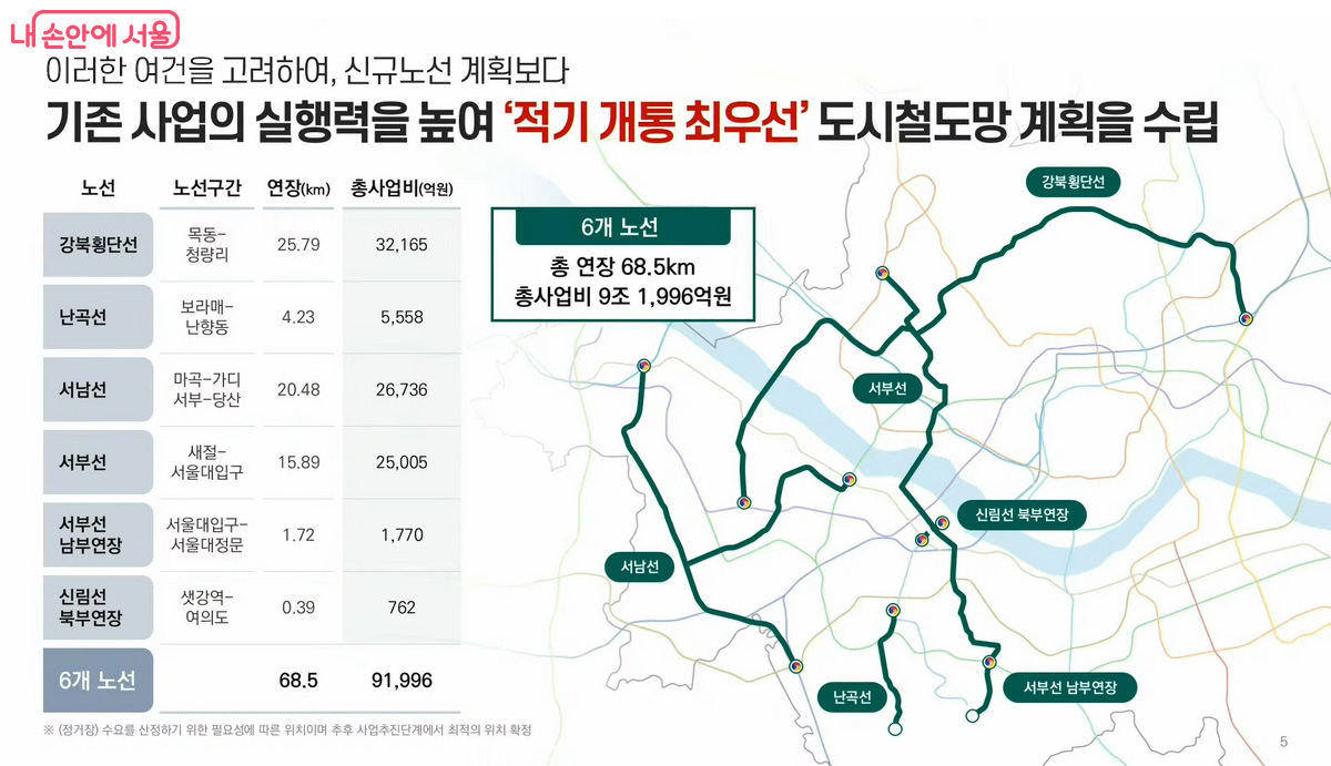 제3차 서울시 도시철도망 구축계획(안) 공청회 전체 노선 안내 ©서울시