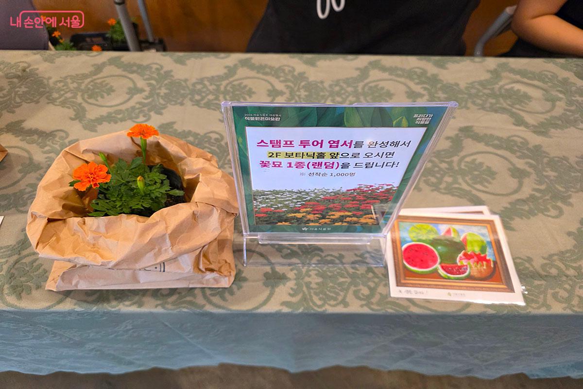 스탬프 투어 완성 후 받은 메리골드 꽃 ©이정민