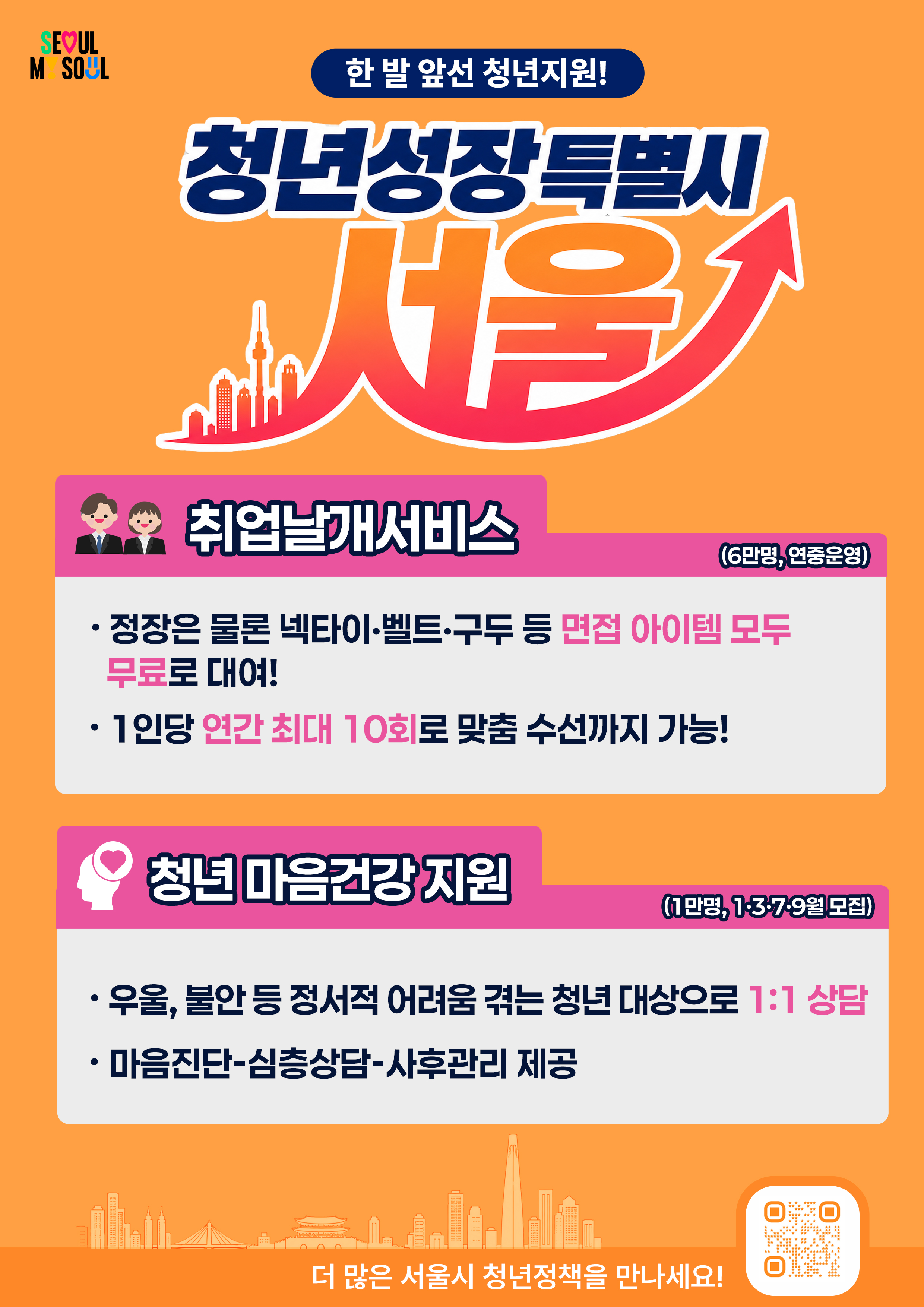 취업날개서비스 &bull;  청년 마음건강 지원
