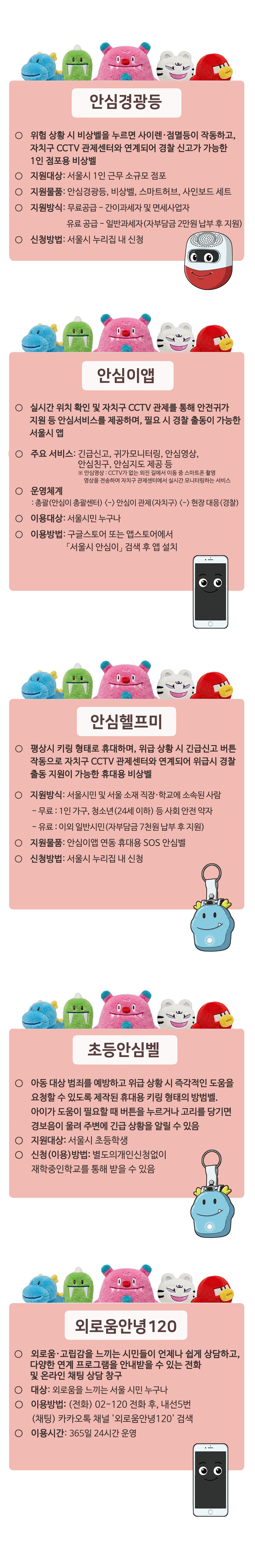 Don&rsquo;t worry Be hechi!

<안심경광등>, <안심이앱>, <안심헬프미>, <초등안심벨>, <외로움안녕120>