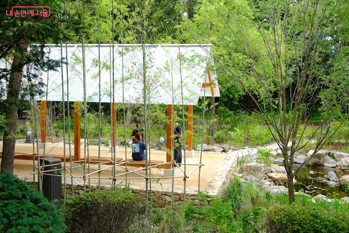 남산한국숲정원의 상징과도 같은 지당원과 정자