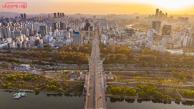 양화대교 남단 영등포구 일대 전경