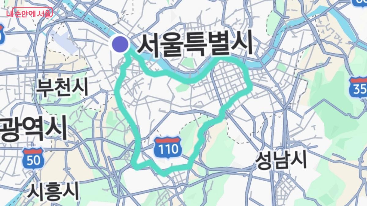 하트코스를 완주하면 지도에 예쁜 하트가 그려진다. &copy;자전거 앱