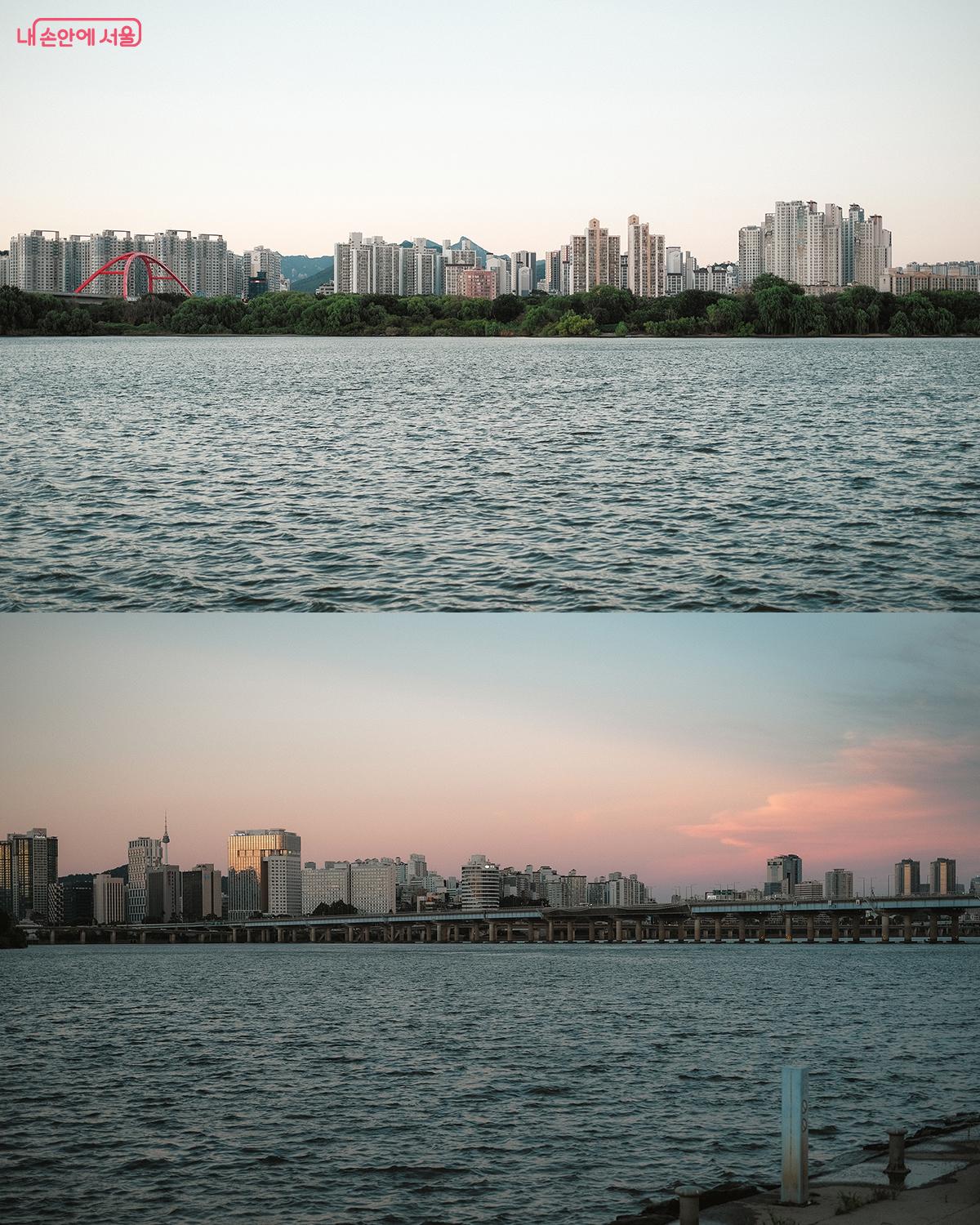 언제봐도 경이로운 밤섬과 노을이 아름다운 여의도 일대 한강 &copy;김아름