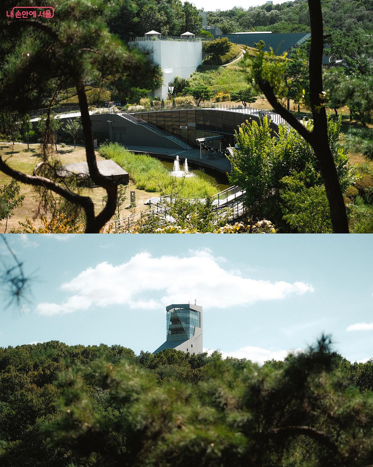 창포원 연못 및 라포레스타 카페, 잔디마당이 내려다보이는 첫 번째 조망 공간 ©김아름