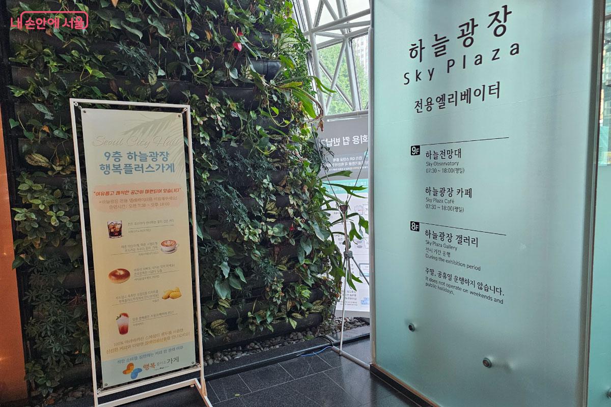 9층엔 전망대와 카페가, 8층엔 갤러리가 운영 중이다. ©홍혜수
