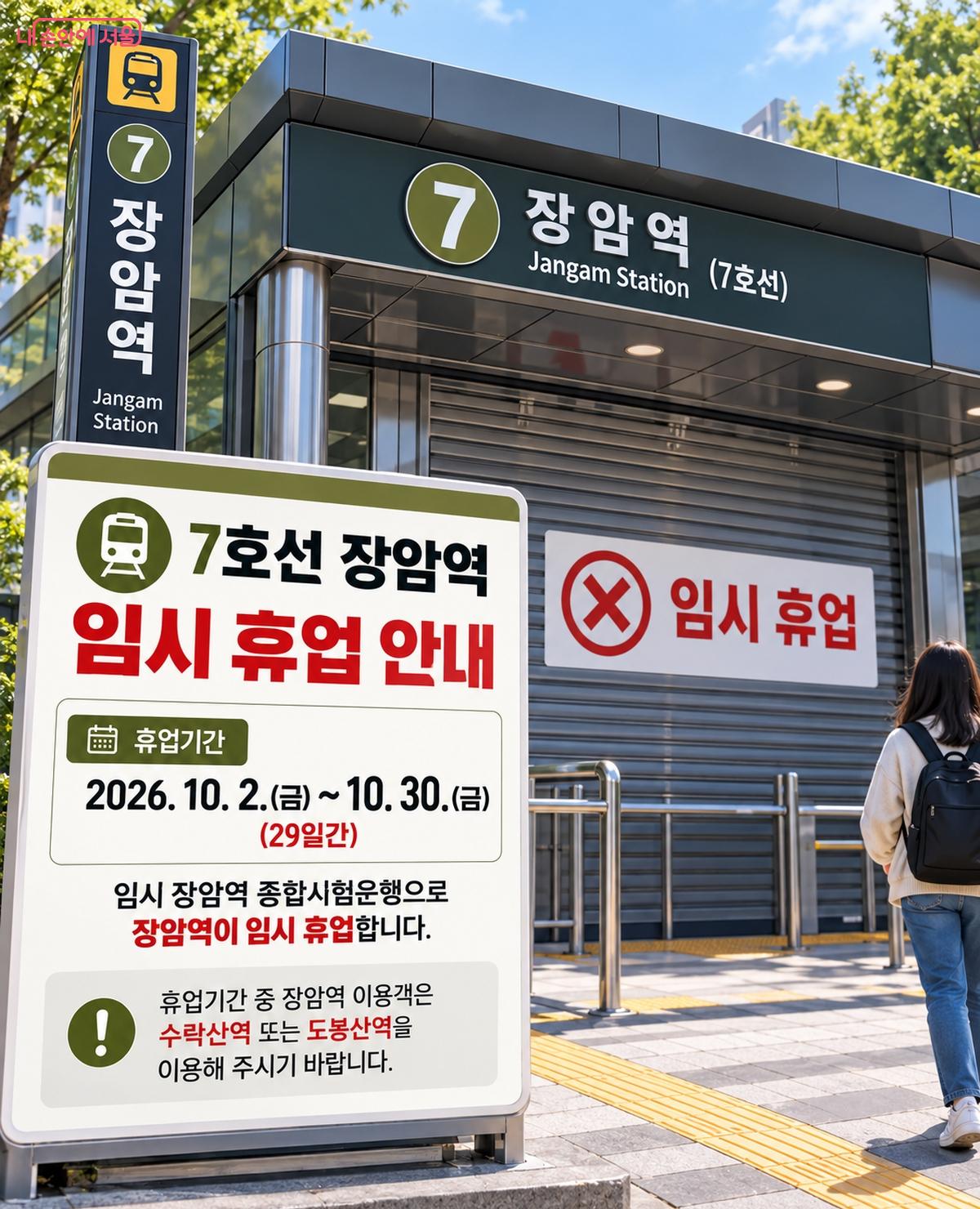 장암역 휴업 안내 ©경기도