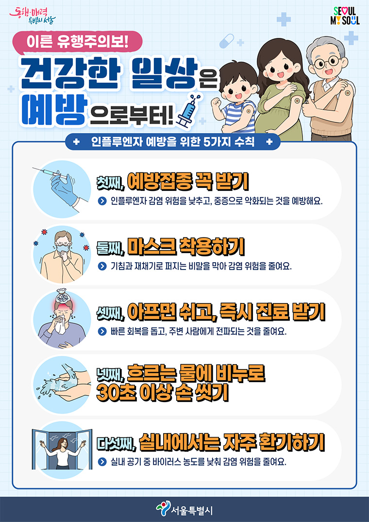 인플루엔자 예방을 위한 5가지 수칙
