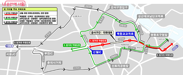 주요 우회도로 안내 지도