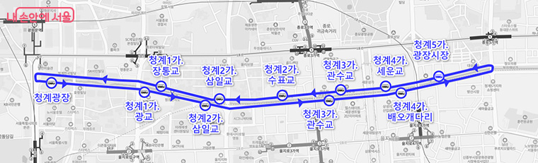 자율주행버스 청계 A01 노선도
