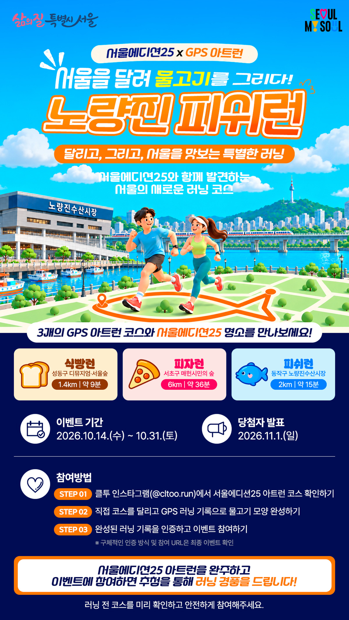 서울시가 GPS로 그림을 그리며 달리는 &lsquo;서울에디션25 아트런&rsquo; 3개 코스를 공개했다.