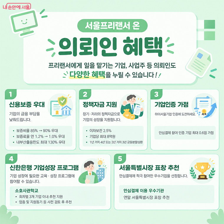 서울 프리랜서온 의뢰인 혜택 안내 포스터