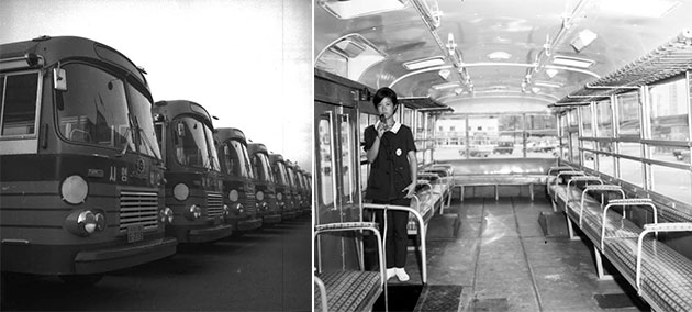 서울 시내버스-1967년(좌), 버스 안내원-1968년(우)