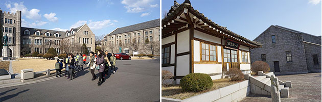 중앙고등학교(좌), 중앙보통고등학교 숙직실(현 삼일기념관)(우)