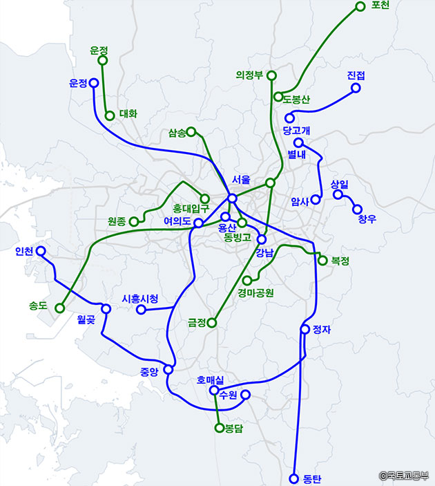 3차 국가철도망 계획에 포함된 서울주변 철도계획 ⓒ국토교통부
