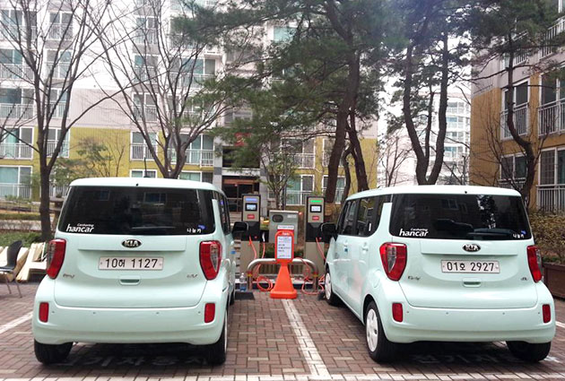 성북구 삼선현대힐스테이트에 배치된 나눔카 전기차량
